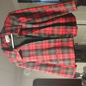 VINTAGE SZ 16 PET WOMENS CHRISTMAS TARTAN BLAZER